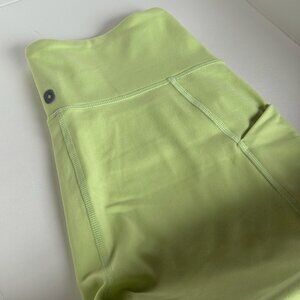 FIGS High Waisted Biker Shorts, Neon Green with Pockets Size M